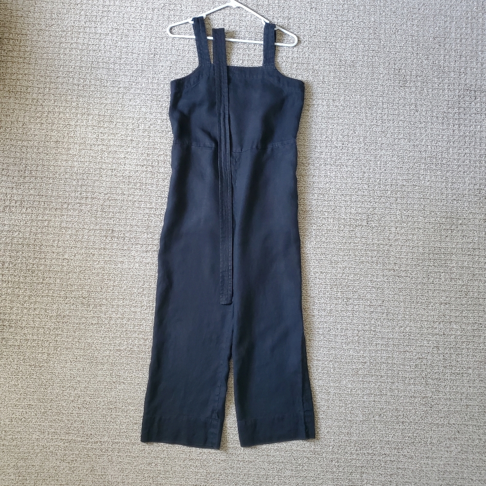 🌟 Everlane Linen Square-Neck Jumpsuit with Belt, Black (4)